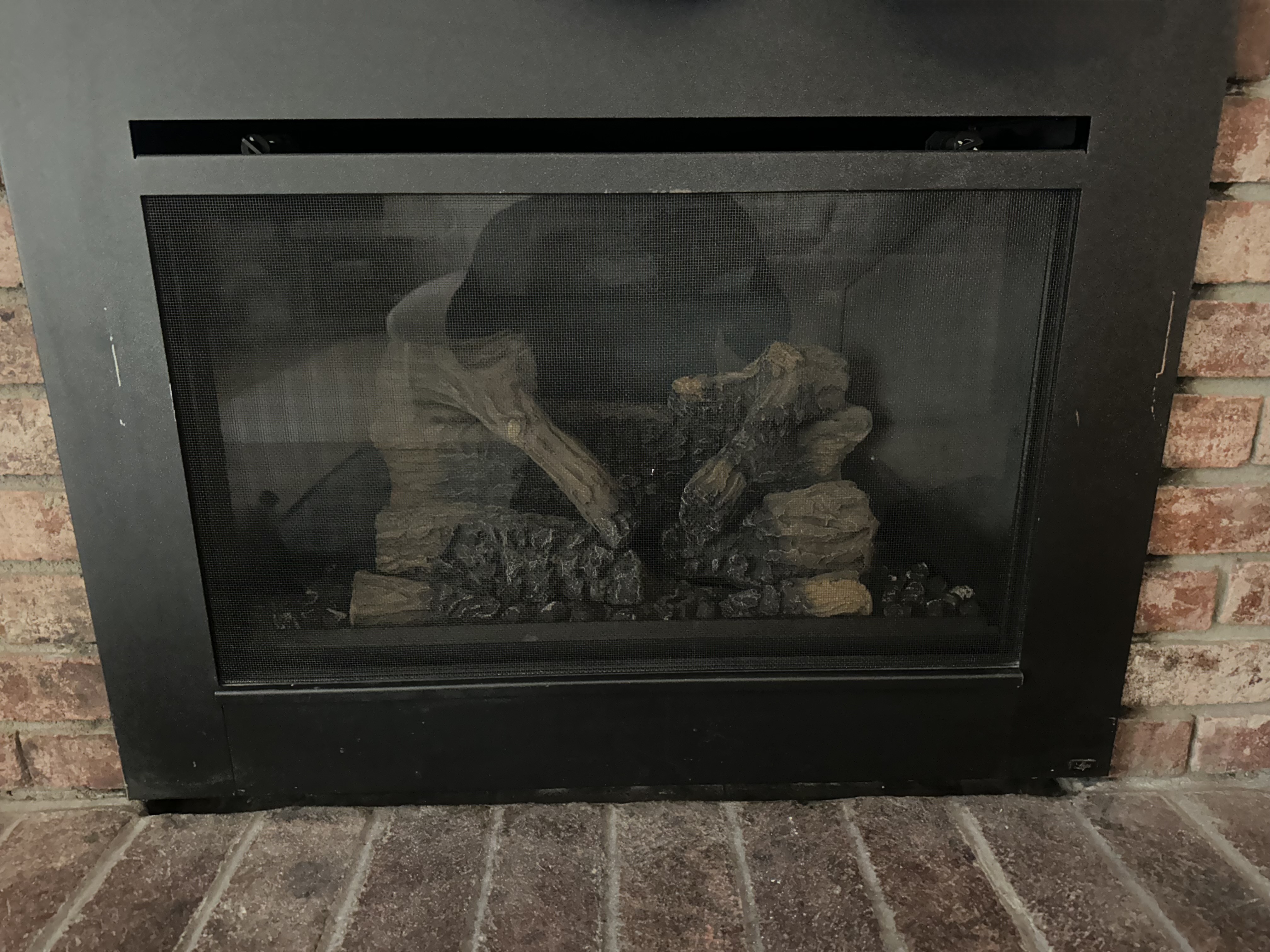 Gas fireplace after cleaning